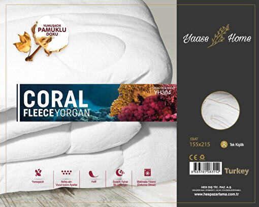 Yaase Home Coral Fleece Yorgan Tek Kişilik. ürün görseli